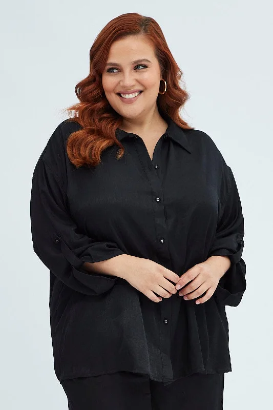 Black Relaxed Shirt Long Sleeve