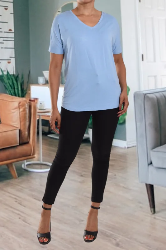 Ladies Blue V Neck Top