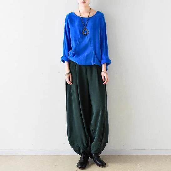 2017  blackish green elegant knickers pants casual versized silk pants