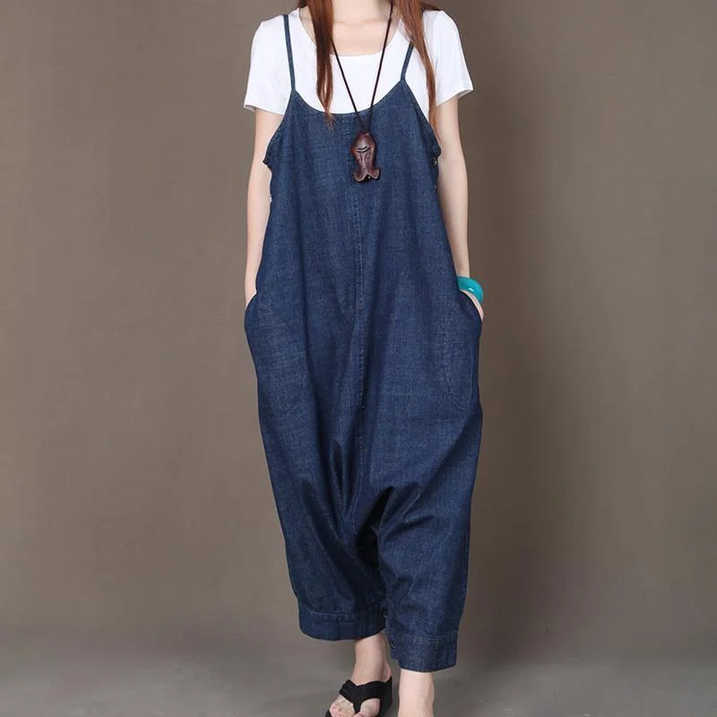 2017  blue plus size casual trousers summer cotton carpenter pants