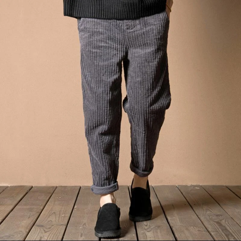 2017 corduroy gray pants causal style