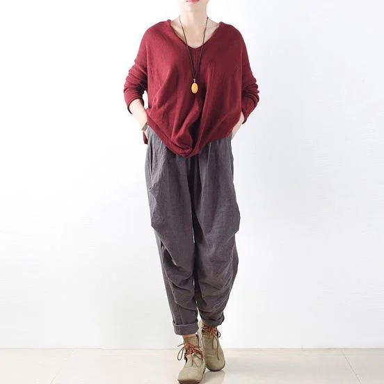 2017 gray new stylish harem pants oversize elastic waist pants