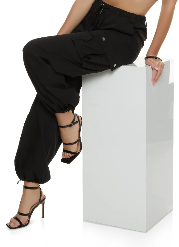 High Waist Cargo Parachute Pants