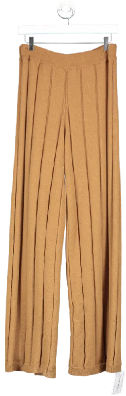 Eschel Brown Rose Knitted Wide Leg Trousers UK S