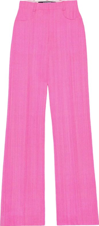 JACQUEMUS Pink Le Pantalon Sauge Les Classiques High-waisted Flare Pants. UK 8
