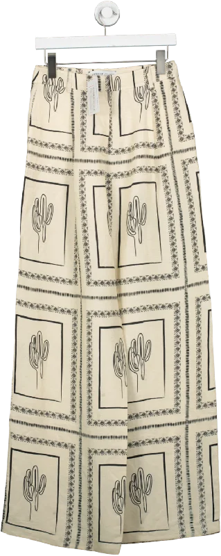 Mehtap Elaidi Cream Classic Pants With Cactus Print FR36 UK 8