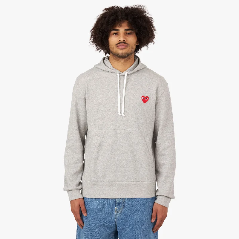 COMME des GARÇONS PLAY Red Heart Pullover Hoodie / Grey