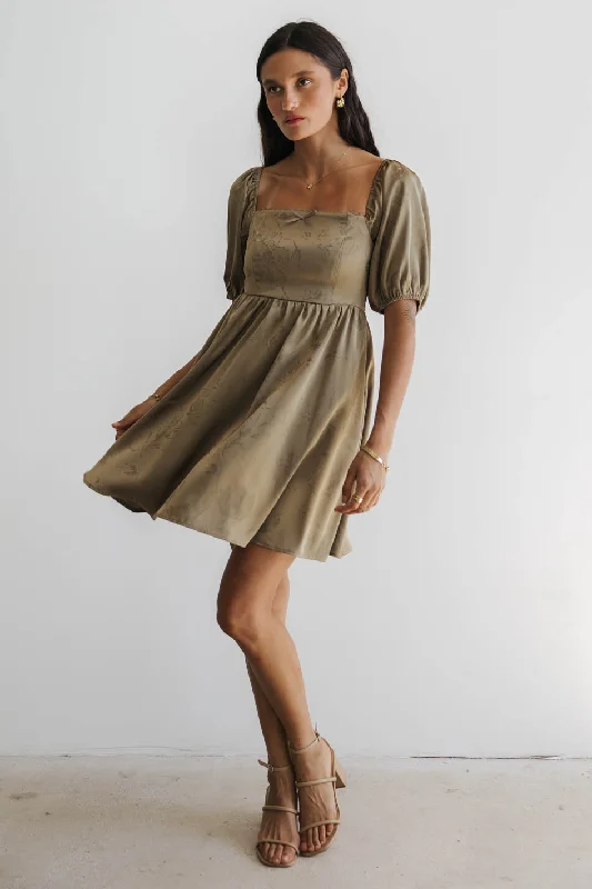 Alexis Satin Mini Dress in Olive