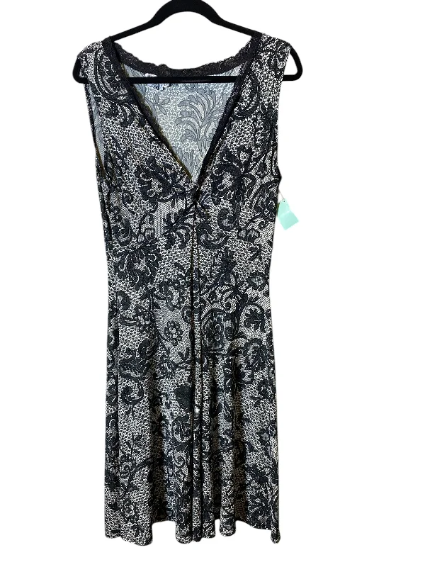 Dress Casual Midi By Maggy London In Black & White, Size: L