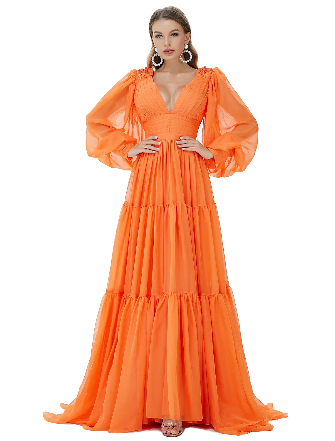 A-Line Evening Gown Sexy Dress Party Wear Sweep / Brush Train Long Sleeve V Neck Chiffon with Ruched A-Line Evening Gown Sexy Dress Party Wear Sweep / Brush Train Long Sleeve V Neck Chiffon with Ruched