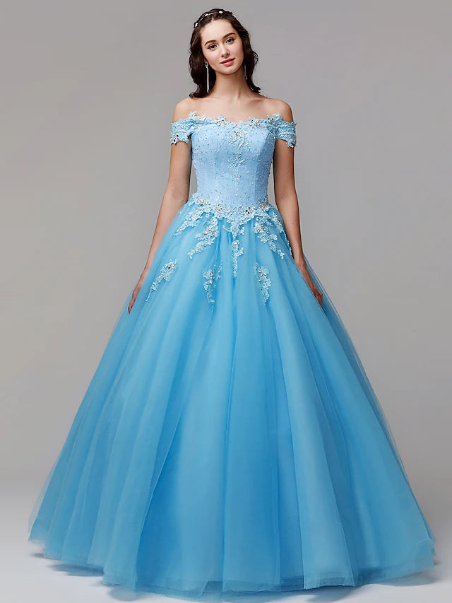 Ball Gown Vintage Inspired Dress Formal Evening Floor Length Sleeveless Off Shoulder Lace with Crystals Appliques Ball Gown Vintage Inspired Dress Formal Evening Floor Length Sleeveless Off Shoulder Lace with Crystals Appliques