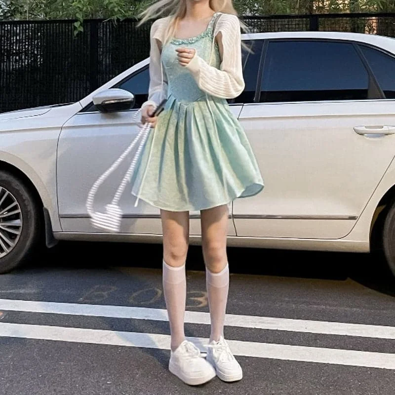 Floral Strap Dress Women Sexy Ruffled Korean Party Fairy Dress
