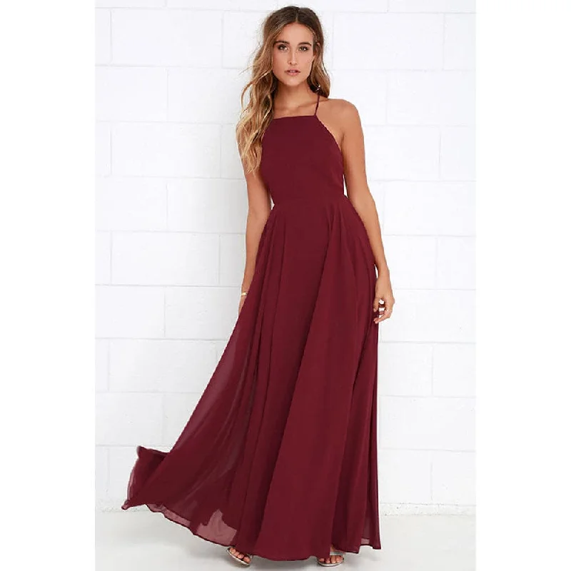 Women Plus Size Party Strap Fashion Bahemian Beach Chiffon Backless Dress