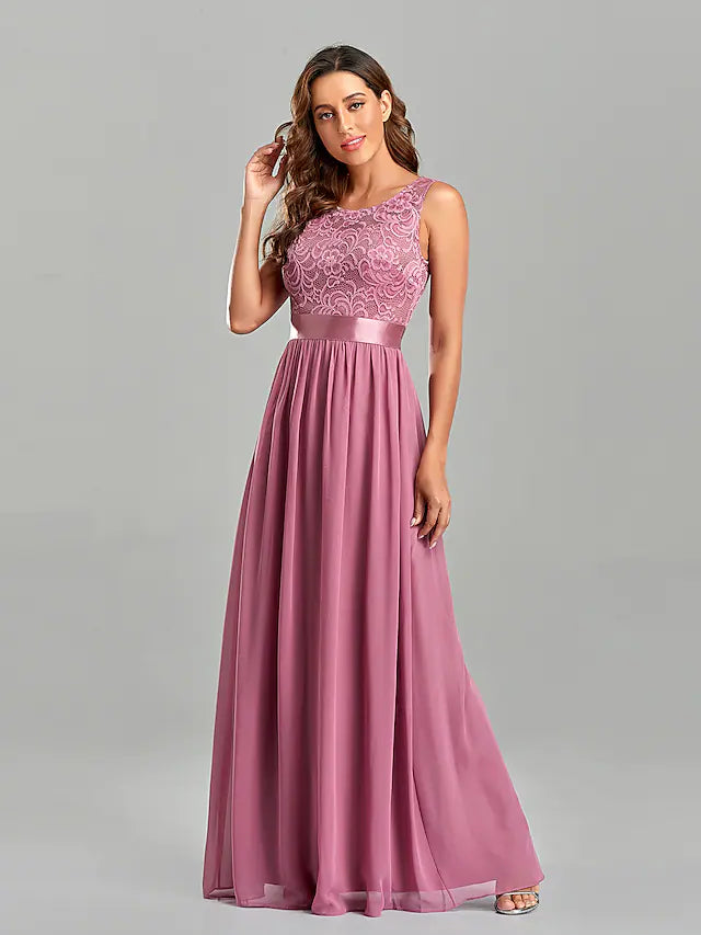Evening Gown Empire Dress Party Wear Floor Length Short Sleeve Jewel Neck Chiffon with Embroidery Evening Gown Empire Dress Party Wear Floor Length Short Sleeve Jewel Neck Chiffon with Embroidery