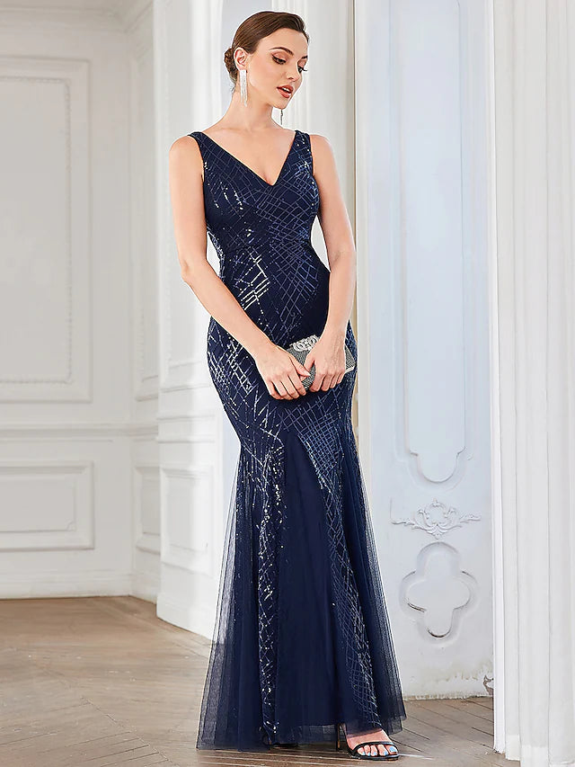Party Dresses Elegant Dress Wedding Guest Floor Length Sleeveless V Neck Tulle with Sequin Party Dresses Elegant Dress Wedding Guest Floor Length Sleeveless V Neck Tulle with Sequin