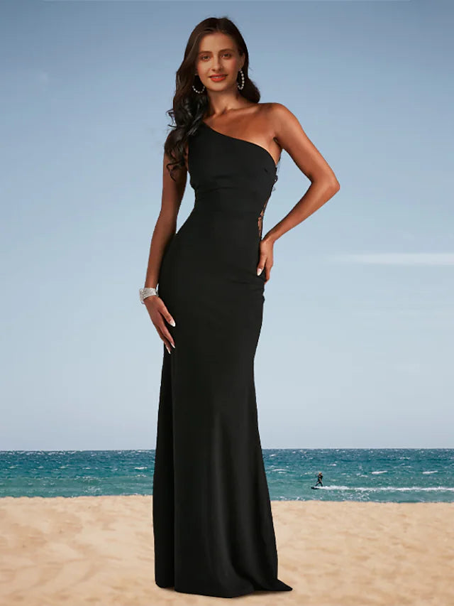 Prom Dresses Floral Dress Wedding Party Floor Length Sleeveless One Shoulder Spandex with Appliques Prom Dresses Floral Dress Wedding Party Floor Length Sleeveless One Shoulder Spandex with Appliques