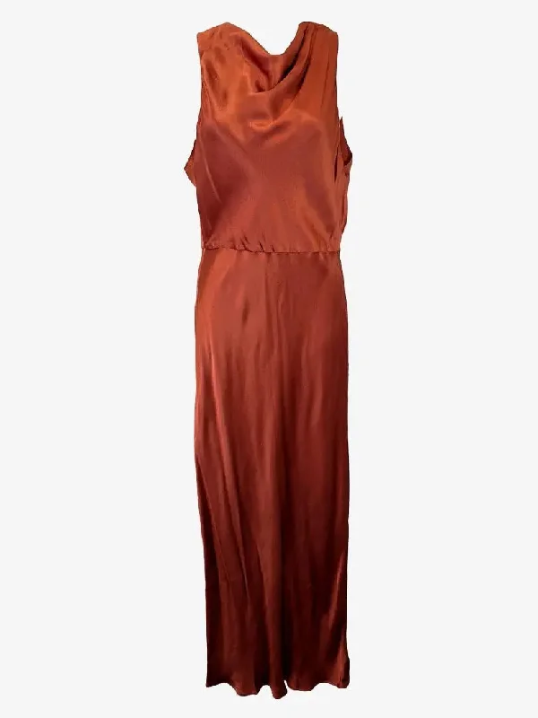 Shona Joy Burnt Blush Silky Cowl Neck Evening Dress Size 10