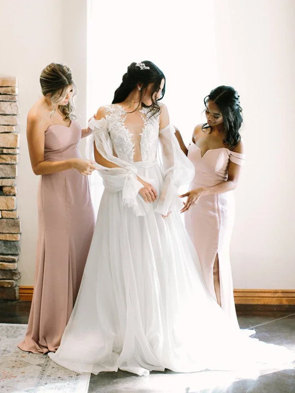 Deep V-neck Lace 2021 Wedding Dresses, Popular A-line Wedding Dresses, Bridal Gowns Deep V-neck Lace 2021 Wedding Dresses, Popular A-line Wedding Dresses, Bridal Gowns
