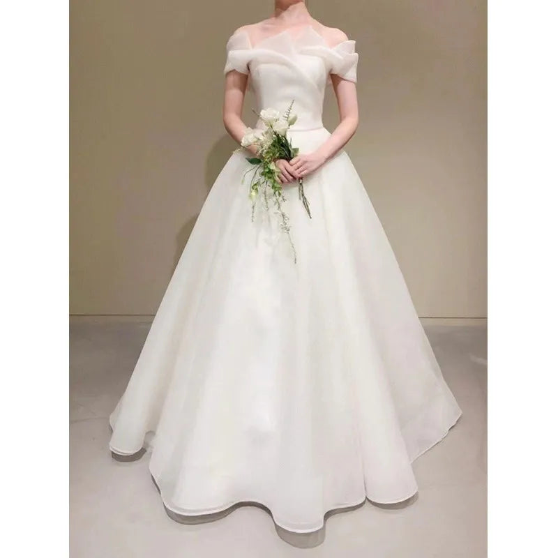 Elegant Off The Shoulder A Line Wedding Dresses Simple Long Vestidos De Novia New Sukienka Na Wesele Custom Made Plus Size Elegant Off The Shoulder A Line Wedding Dresses Simple Long Vestidos De Novia New Sukienka Na Wesele Custom Made Plus Size