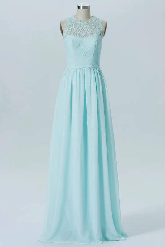 Light Blue Sleeveless Bridesmaid Dress with Back Cutout