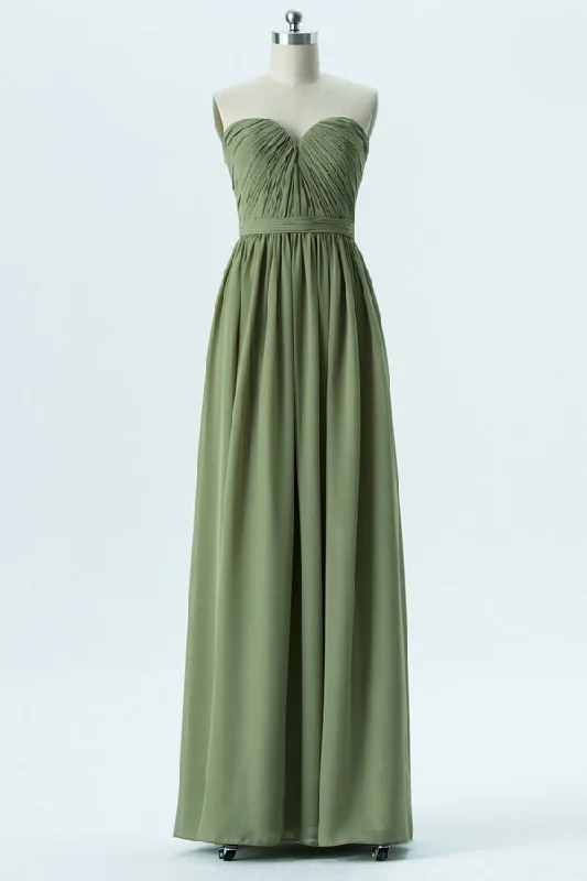 Lime Green Chiffon Sweetheart Bridesmaid Dress