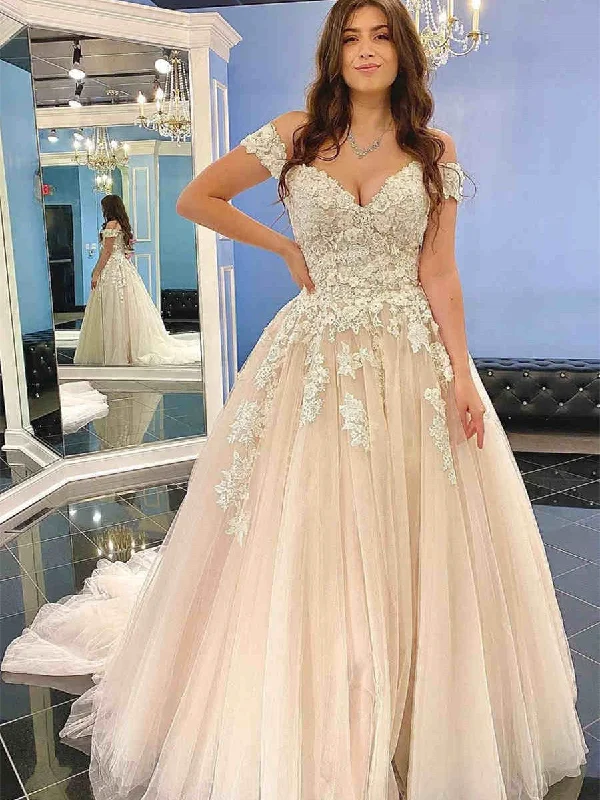 Off Shoulder Lace Prom Dresses, A-line Prom Dresses, Tulle Prom Dresses, Wedding Dresses, Bridal Gown Off Shoulder Lace Prom Dresses, A-line Prom Dresses, Tulle Prom Dresses, Wedding Dresses, Bridal Gown
