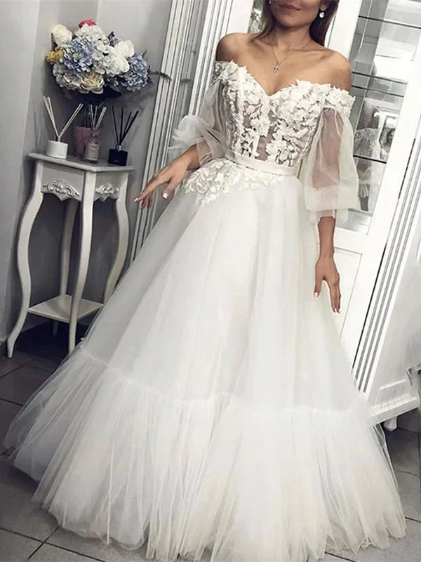 Off Shoulder Lace Tulle Wedding Dresses, Long Wedding Dresses, Bridal Gown, 2021 Wedding Dresses Off Shoulder Lace Tulle Wedding Dresses, Long Wedding Dresses, Bridal Gown, 2021 Wedding Dresses