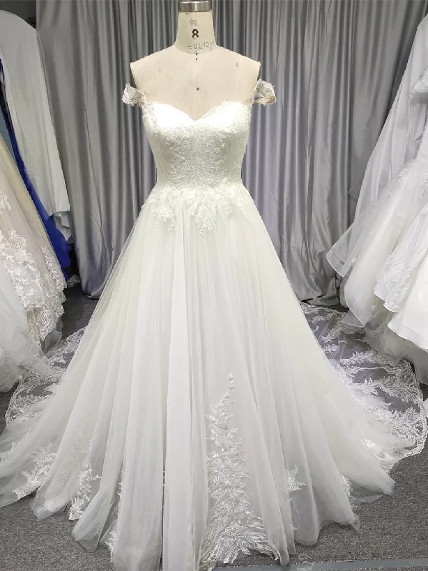 Off Shoulder Lace Wedding Dresses, A-line Wedding Dresses, Long Wedding Dresses, Bridal Gown Off Shoulder Lace Wedding Dresses, A-line Wedding Dresses, Long Wedding Dresses, Bridal Gown